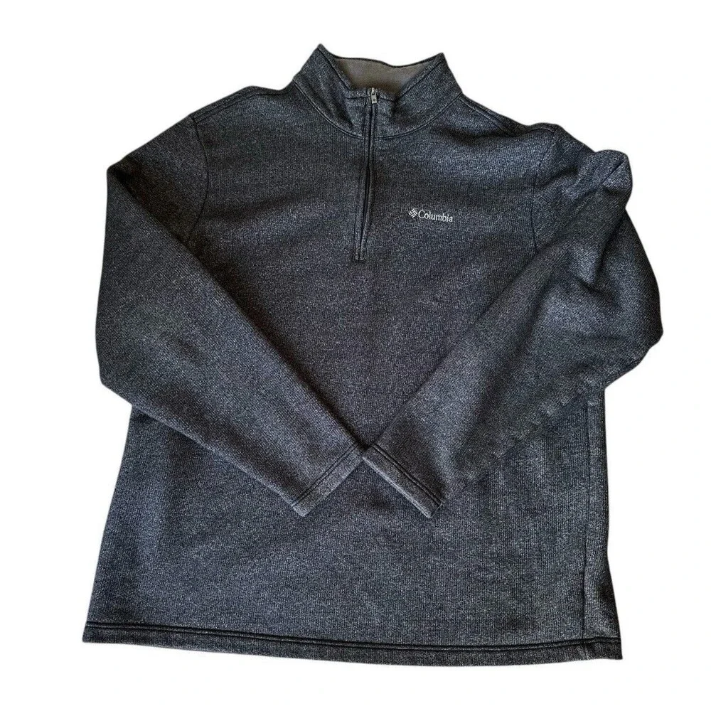 Columbia 1/4 Zip Sweater Dark Gray Knit  Pullover Long Sleeve Mens M